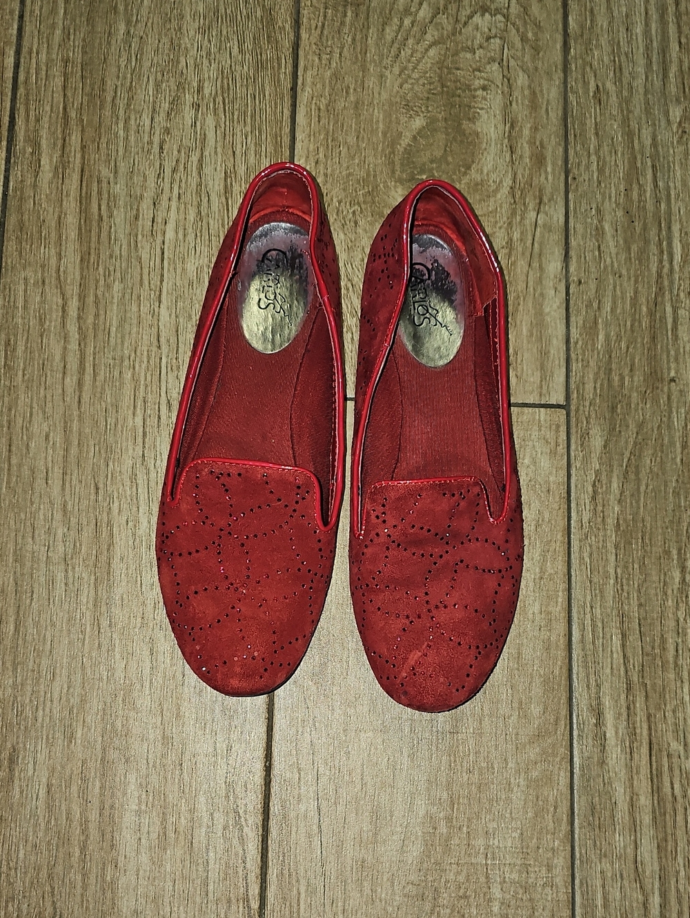 Women’s Red Suede Slip-On Loafers CARLOS SANTANA